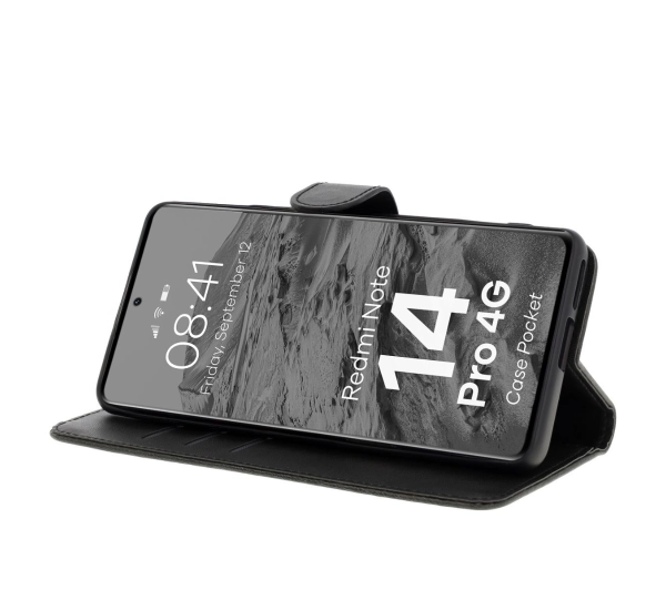 Bizon z klapką Pocket do Xiaomi Redmi Note 14 Pro 4G Czarny