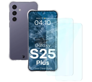 Bizon elastyczne etui Salpa + 2x szkło hartowane Clear Pack do Galaxy S25 Plus
