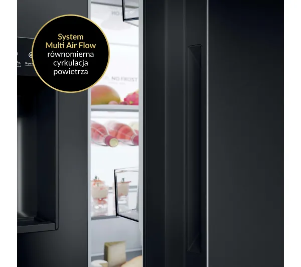 Haier SBS HSW79F18DIGB No Frost 177,5cm Dystrybutor wody i lodu Czarne szkło - Kup na Raty - RRSO 0%