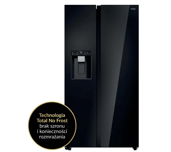 Haier SBS HSW79F18DIGB No Frost 177,5cm Dystrybutor wody i lodu Czarne szkło - Kup na Raty - RRSO 0%