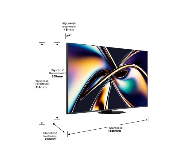 Hisense 65U8Q 65" ULED MiniLED 4K 165Hz Smart TV Funkcje AI Dolby Vision Dolby Atmos HDMI 2.1 DVB-T2 - Kup na Raty - RRSO 0%