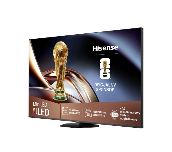 Hisense 65U8Q 65" ULED MiniLED 4K 165Hz Smart TV Funkcje AI Dolby Vision Dolby Atmos HDMI 2.1 DVB-T2 - Kup na Raty - RRSO 0%