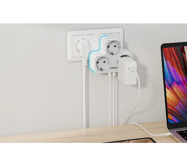 Tessan TS-331 3 gniazda 2x USB-A Biały