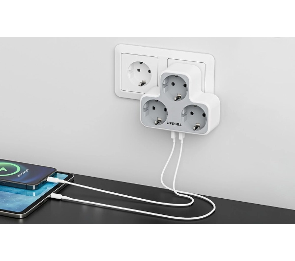 Tessan TS-331 3 gniazda 2x USB-A Biały