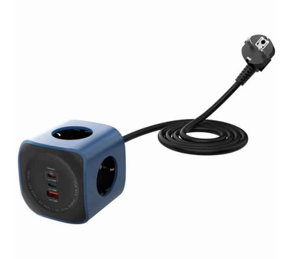 Ładowarka Beline Kostka zasilająca 6w1 Cellline Power Socket Cube 2500W USB/2xUSB-C 65W niebieski