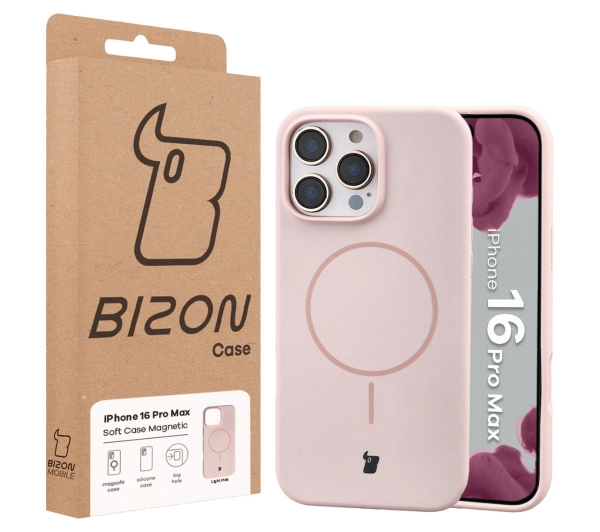 Bizon Soft z MagSafe do Apple iPhone 16 Pro Max Jasnoróżowy