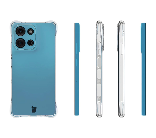 Bizon elastyczne etui Salpa + 2x folia na ekran Clear Pack do Motorola Moto G75 5G