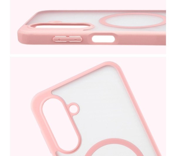 Bizon MatteO z MagSafe do MatteO Samsung Galaxy A17 5G Pink Półprzezroczyste z różową ramką