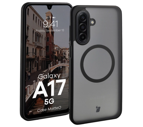 Bizon MatteO z MagSafe do MatteO Samsung Galaxy A17 5G Półprzezroczyste z czarną ramką
