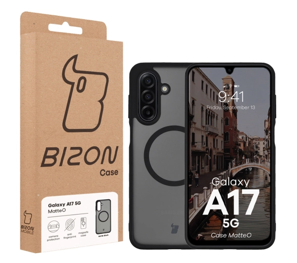 Bizon MatteO z MagSafe do MatteO Samsung Galaxy A17 5G Black Półprzezroczyste z czarną ramką