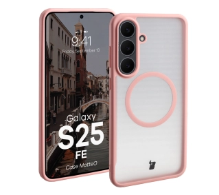 Bizon MatteO z MagSafe do MatteO Samsung Galaxy S25 FE Pink Półprzezroczyste z różową ramką