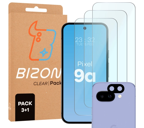 Bizon 3x szkło + szybka na aparat Clear 2 Pack do Google Pixel 9a