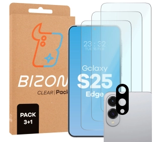 Bizon 3x szkło + szybka na aparat Clear 2 Pack do Samsung Galaxy S25 Edge