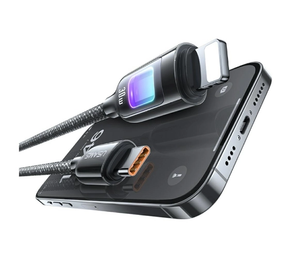 USAMS TC Series 30W USB-C do Lightning 1,2m Tytanowy
