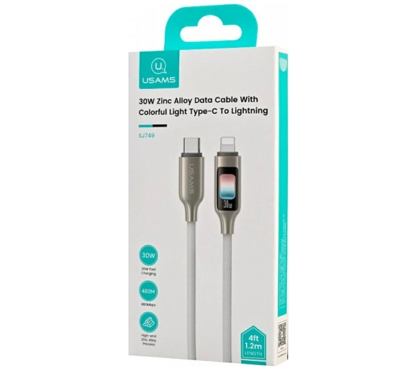 USAMS TC Series 30W USB-C do Lightning 1,2m Tytanowy