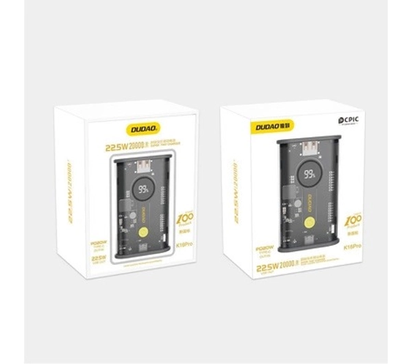Dudao K16PRO 20000mAh 22.5W PD Czarny