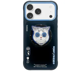 Nimmy Glasses Cool Cat MagSafe do iPhone 17 Pro Czarno-Niebieski