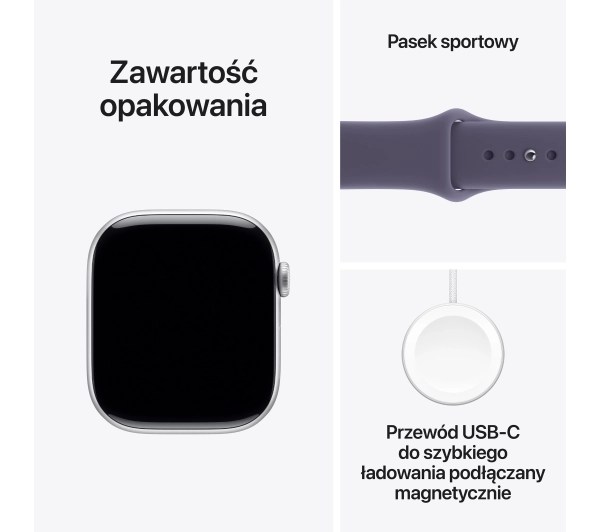 Apple Watch Series 11 GPS 46mm z aluminium Srebrny Pasek sportowy Mleczny fiolet S/M - Kup na Raty - RRSO 0%