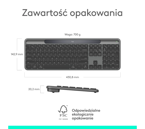 Logitech Signature Slim Solar+ Grafitowy - Kup na Raty - RRSO 0%