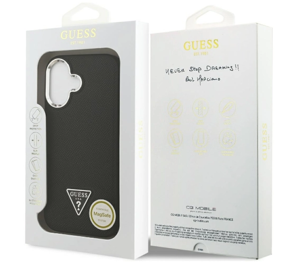 Guess Grained Triangle Logo MagSafe do iPhone 17 czarny