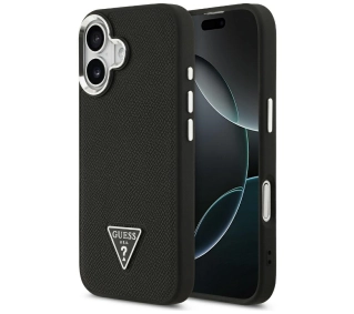 Guess Grained Triangle Logo MagSafe do iPhone 17 czarny