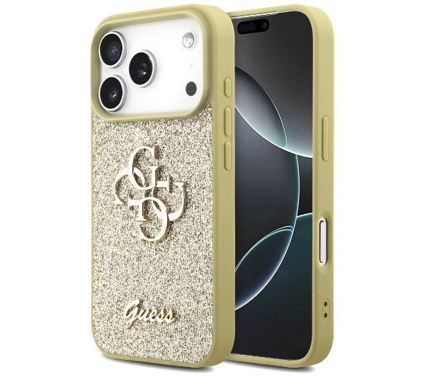 Guess Fixed Glitter Big 4G do iPhone 17 Pro złoty