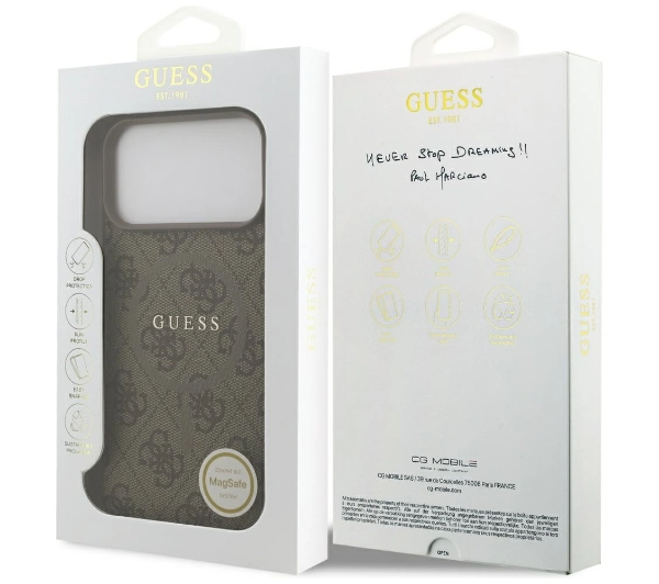 Guess 4G Ring Classic Logo MagSafe do iPhone 17 Pro Max brązowy