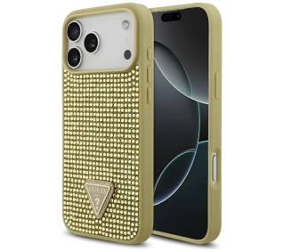 Guess Rhinestone Triangle Logo do iPhone 17 Pro Max złoty