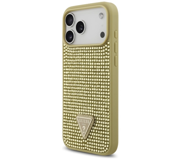 Guess Rhinestone Triangle Logo do iPhone 17 Pro Max złoty