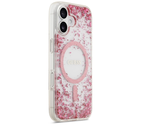 Guess Resin Bottom Glitter MagSafe do iPhone 17 różowy