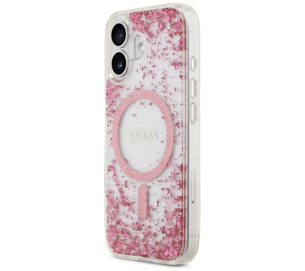 Guess Resin Bottom Glitter MagSafe do iPhone 17 różowy