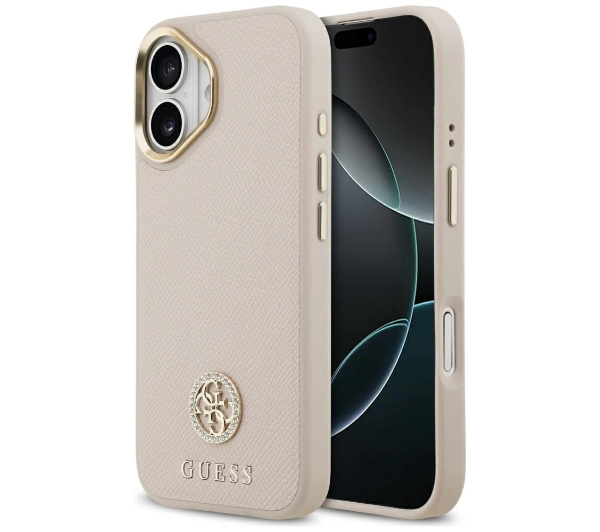 Guess Grained Strass Logo MagSafe do iPhone 17 różowy