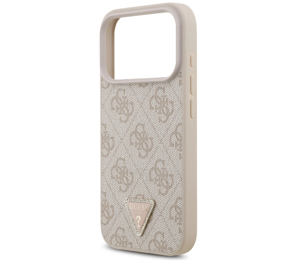 Guess Leather 4G Triangle Strass MagSafe do iPhone 17 Pro różowy