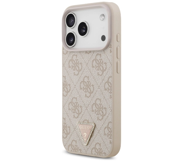 Guess Leather 4G Triangle Strass MagSafe do iPhone 17 Pro różowy