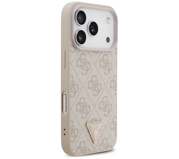 Guess Leather 4G Triangle Strass MagSafe do iPhone 17 Pro różowy