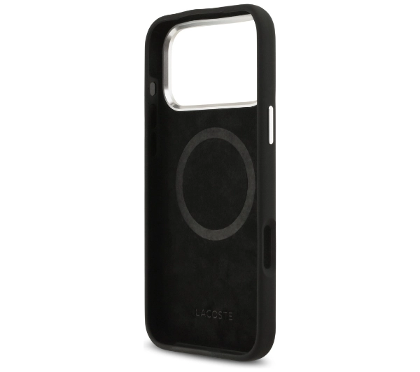 Lacoste Silicone Metal Logo MagSafe do iPhone 17 Pro Max czarny