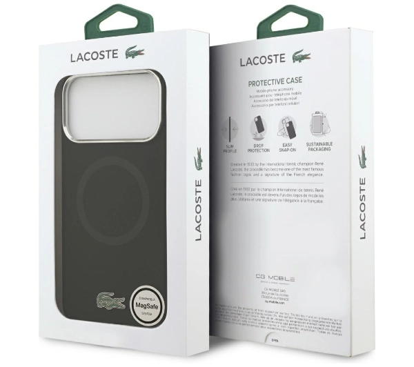 Lacoste Silicone Metal Logo MagSafe do iPhone 17 Pro Max czarny