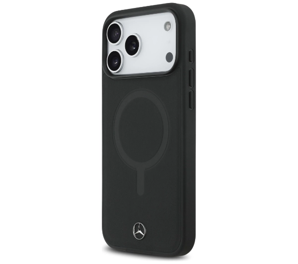 Mercedes-Benz Plain Smooth Leather MagSafe do iPhone 17 Pro Max czarny