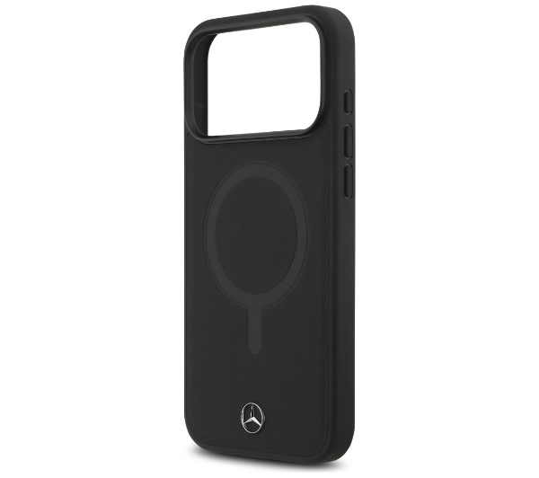 Mercedes-Benz Plain Smooth Leather MagSafe do iPhone 17 Pro Max czarny