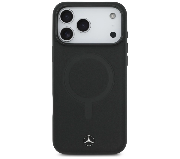 Mercedes-Benz Plain Smooth Leather MagSafe do iPhone 17 Pro Max czarny