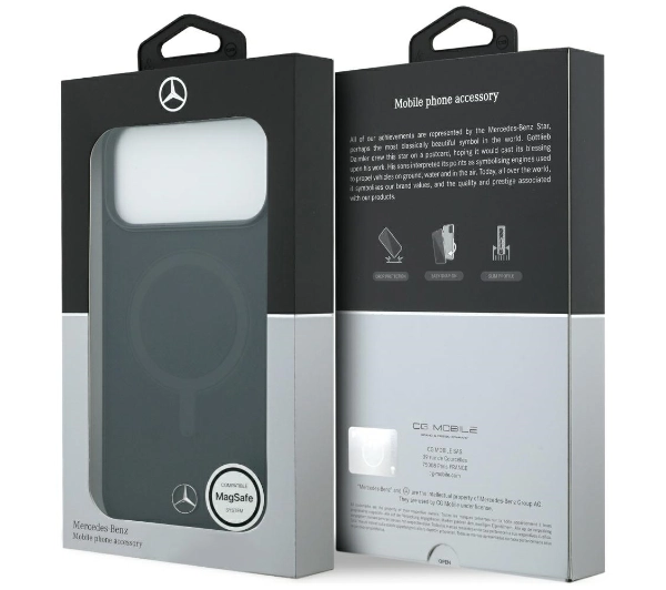 Mercedes-Benz Plain Smooth Leather MagSafe do iPhone 17 Pro Max czarny