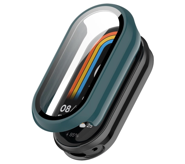Bizon ze szkłem do Xiaomi Smart Band 10 ciemnozielony