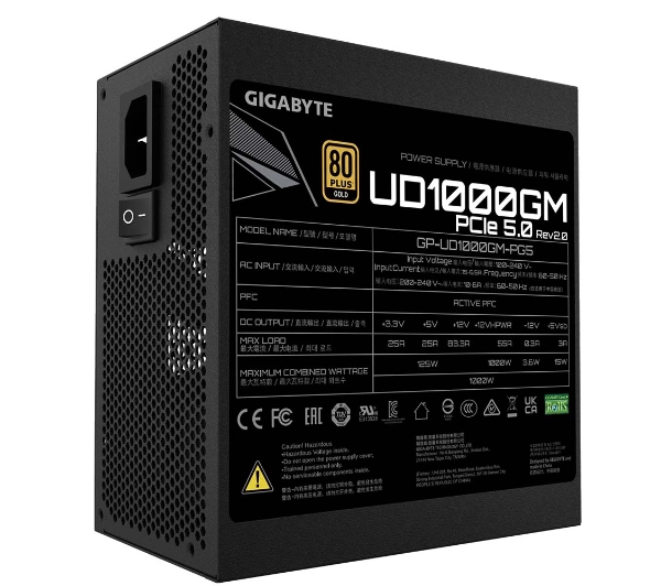 Gigabyte UD1000GM PG5 V2 1000W 80+ Gold Czarny - Kup na Raty - RRSO 0%