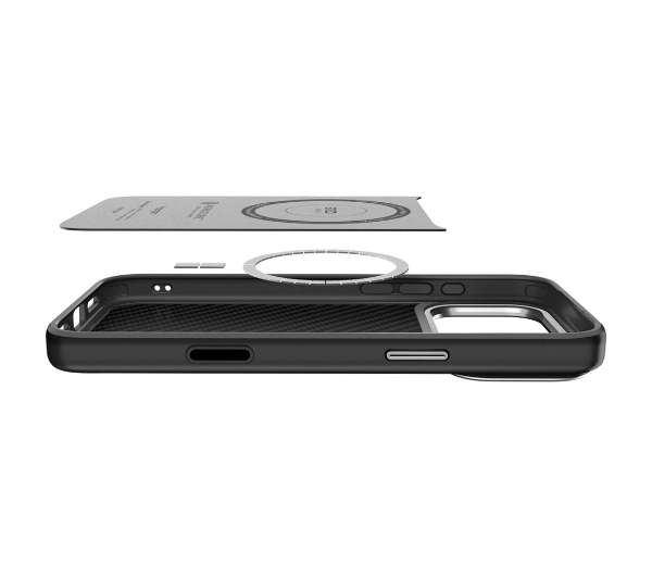 Spigen Enzo Aramid "T" Mag MagSafe do iPhone 17 Pro Czarno srebrny
