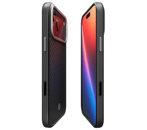 Spigen Enzo Aramid "T" Mag MagSafe do iPhone 17 Pro Czarno srebrny