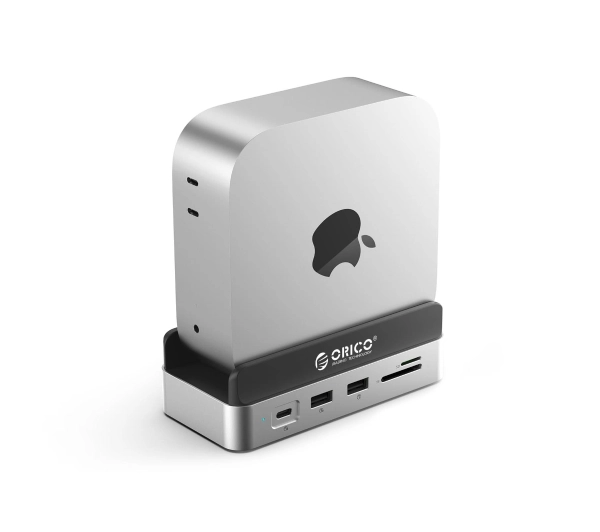 Stacja dokująca Orico Stacja dokująca do MacMini M4, USB-C 10 Gbps, z obudową M.2 NVMe, pionowa, metalowa