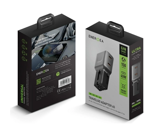 Energea TravelGo Adapter 2x USB-C 45W Grafitowy