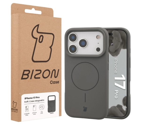 Bizon Silikonowe Soft  z MagSafe do Apple iPhone 17 Pro Grafitowy