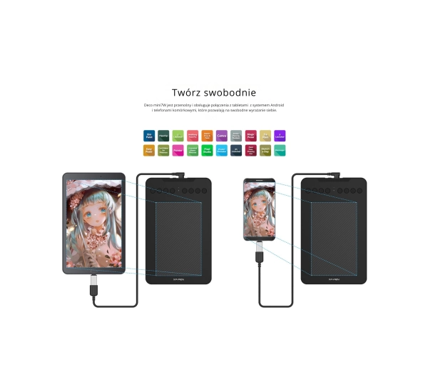 XP-Pen Deco Mini7W Czarny - Kup na Raty - RRSO 0%