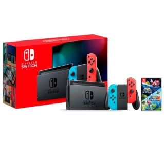 Nintendo Switch Joy-Con v2 Czerwono-niebieski + Super Mario Galaxy 1 + Super Mario Galaxy 2 - Kup na Raty - RRSO 0%